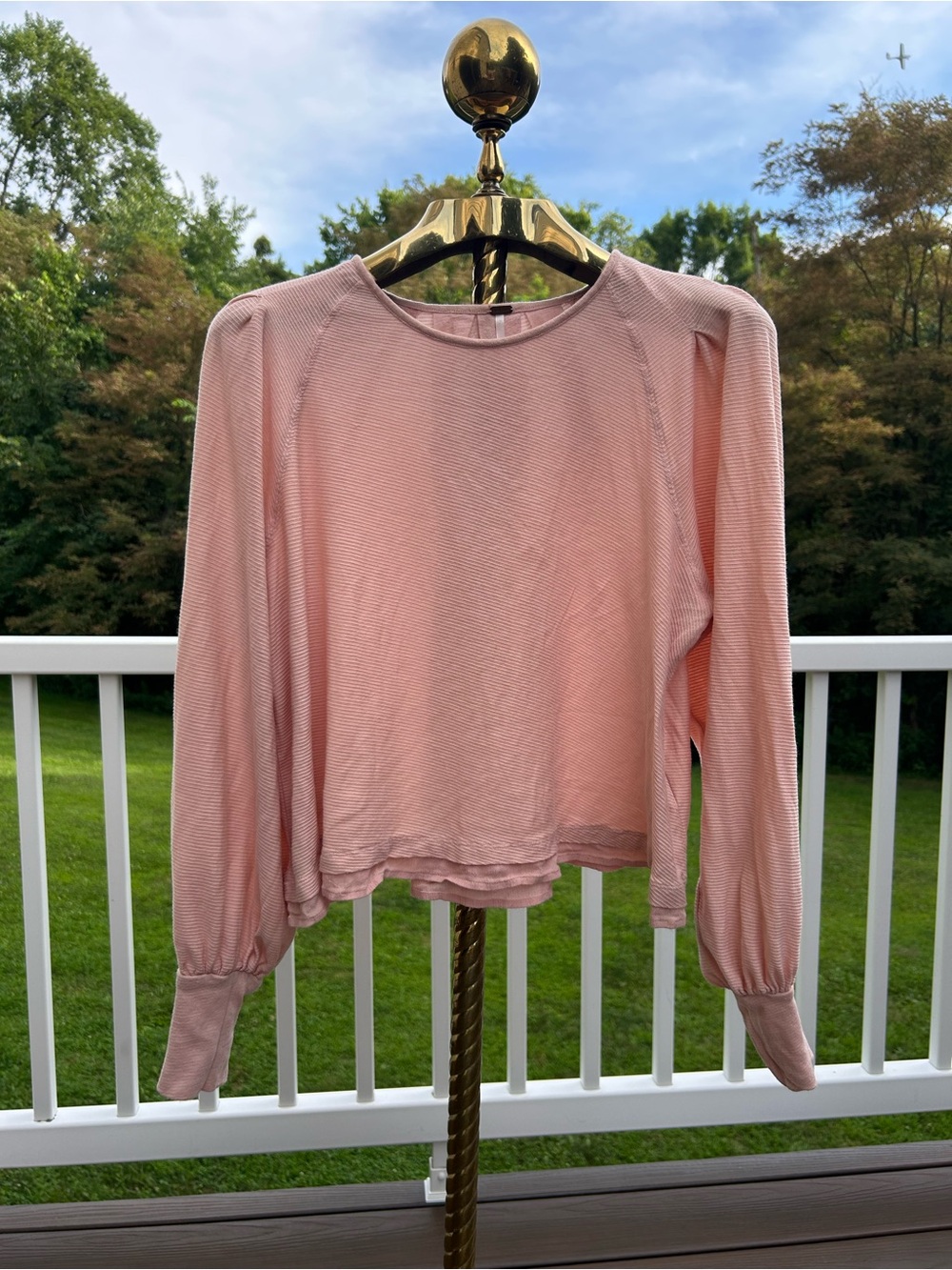 Free People Women's Pink Long-Sleeve Lightweight Top